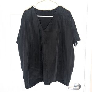 HATCH Maternity 100% Cupro Tie Sleeve Blouse Black OS